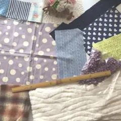 はぎれ まとめ売り③ニット生地 他 ボア生地 アラン風ニット生地 レース