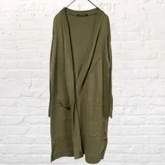 11246 INGNI イング ロングカーディガン 羽織 カーキ M 古着