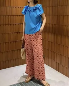 2023ssメゾントゥモローランドドッピオタイプライター フリルカラーブラウス