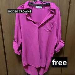 RODEO CROWNS 長袖シャツ ピンク　フリーサイズ　ロールアップのサムネイル