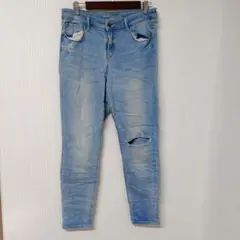 オールドネイビー スキニーデニム ダメージ加工 XL 水色 綿 美脚 通勤 通学のサムネイル