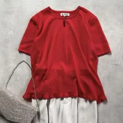 PICONE ピッコーネ ビジュー ニットプルオーバー カシミヤ シルク レッドのサムネイル