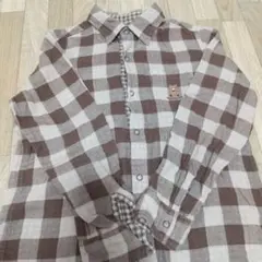 ミキハウス 130 リバーシブル ブラウンチェック柄 長袖