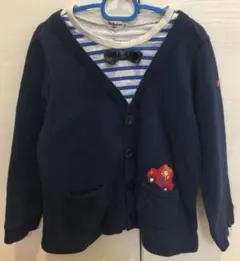 ミキハウス　ホットビスケッツトレーナー　110男の子紺色 重ね着風HB ネイビー