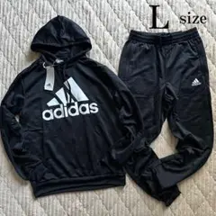 adidas アディダス スウェット 上下セット 黒 ブラック L