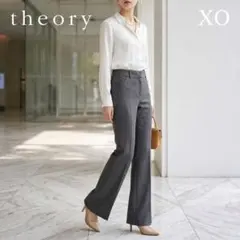 【theory】ウールフレアスラックス グレーストライプ XO 美脚 送料無料