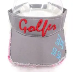 新品未使用　バーディーハント　レディース　ゴルフ　サンバイザー　グレーｘ赤文字