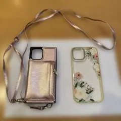 iPhone12用ケース　２つセット 花柄透明とピンクゴールド