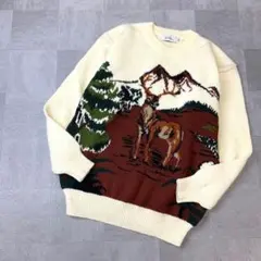 90’s vintage ビッグアニマル 鹿 デザイン レトロニット