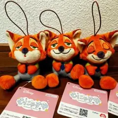 ディズニー　ズートピア　むにゃすやマスコット　ニック　3種　ラウンドワン限定