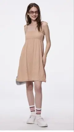 テクスチャーキャミソールミニワンピース XLサイズ ピンク