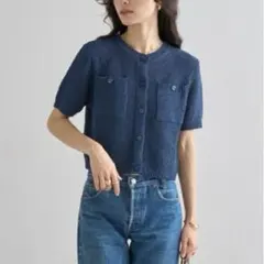 Bonjour Sagan スクエアポケットブークレニット　半袖　カーディガン