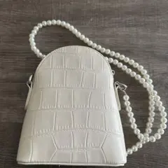 ホワイト クロコダイル風 ショルダーバッグ