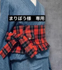Ü ☆Handmade☆rubanÜ帯 『タータンチェック✖️ロンドンキャット』のサムネイル