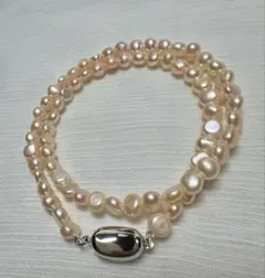 A6305 真珠　ネックレス　オレンジ　本真珠　男女兼用　淡水　パール