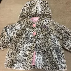 メゾピアノ★Aラインフード付きレオパードファーコート120ヒョウ柄