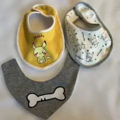 ピカチュウ柄他スタイ3枚セット　ポケットモンスター