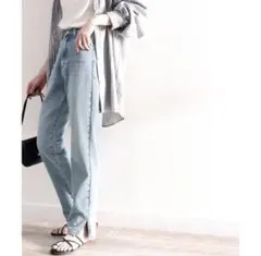 サイドスリット　ハイウエストデニムパンツのサムネイル