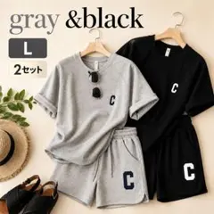 1672 2着セット　部屋着 ルームウェア 半袖 セットアップ Tシャツ 夏 Lのサムネイル