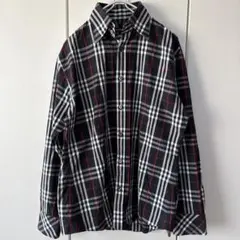 ✨美品　BURBERRY BLACK LABEL　フルチェックシャツ黒　サイズL