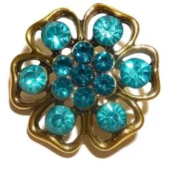 ①　ラインストーン　花　青色　ブローチ　コサージュ　ピンバッジ　バッジ