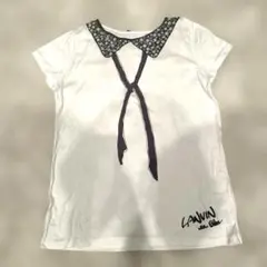 LANVIN en Bleu 白Tシャツ パール ビジュー 襟 38のサムネイル