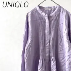 UNIQLO レーヨンピンタックブラウス 長袖 バンドカラー ピンタックのサムネイル