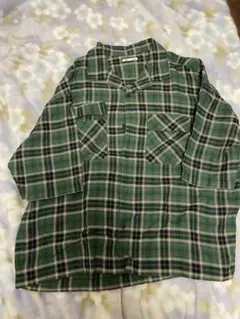 GU チェック柄シャツ XL グリーン
