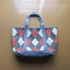 【ボロ】　l.l.bean トートバッグ キャンバス アーガイル柄