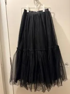 Bobi チュール フレアロングスカート ブラック