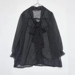チャオパニック ドット柄シアーボウタイブラウス 黒 M 上品　きれいめ　透け感のサムネイル