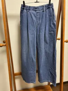 デニム ワイドパンツ ウエストゴム