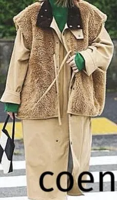 【coen】マルチwayボアベスト付スタンドカラーコート《新品》
