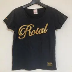 ロイヤルROIAL 半袖 M 黒Tシャツ 金 ゴールドスパンコール 綿キラキラのサムネイル