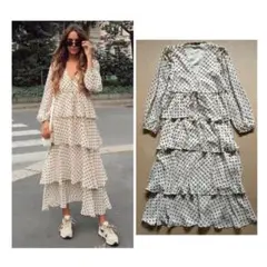 ZARA ドット ロング ワンピース