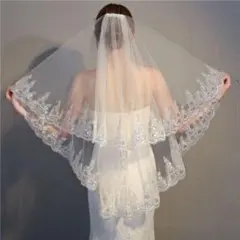 ウェディングベール ブライダルベール ショートベール 結婚式 二層　コーム付き