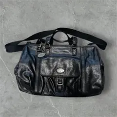 最安値‼️ Fossil 2way ボストンバッグ ブラック 黒 本革 レザー