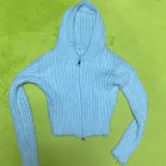 ニット　パーカー　ミントグリーン