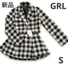 新品タグ付GRL チェック柄ショートジャケットXミニスカートセットアップS