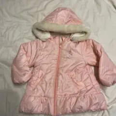 ミキハウス　ホットビスケッツ　ピンク フード付き中綿ダウンコート　90