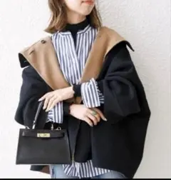 SHIPS any: リバー スタンドカラー ポンチョ ショート コート