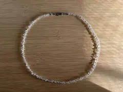 クリアガラス ビーズ ネックレス(金具にはステンレス使用)