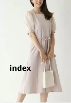 【index】バルーンスリーブ Aライン ワンピース（Mサイズ）大人かわいい