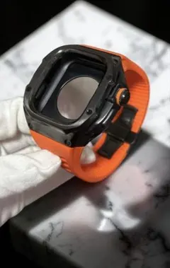 sc★Apple Watch 49mmステンレスケース ラバーベルトセット