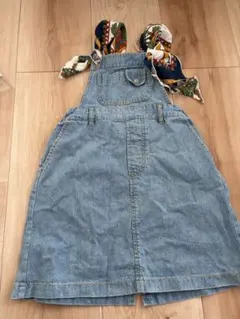 デニムオーバーオールスカート　120