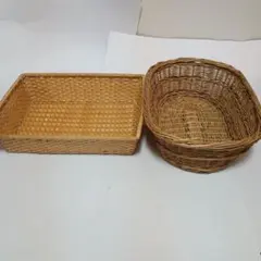 天然素材バスケットセット（四角形・楕円形）2個セット