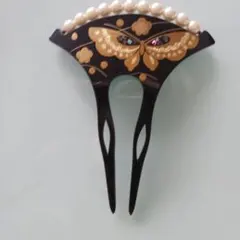 和装小物 かんざし 蝶と葉の模様