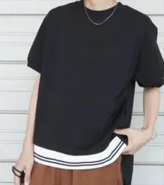 ルカドッキング編み立て半袖Tシャツ / 後ろシャツ切替半袖Tシャツのサムネイル