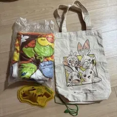 ポケモンセット　福袋のブランケット　パスケース　　トートバック