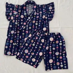 美品 SKAPE キッズ 甚平 鞠 花柄 和柄 和風 総柄 女の子 子供 120